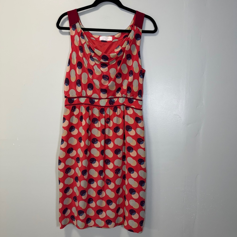 Moulinette Soeurs Anthropologie Red Polka Dot Silk Sleeveless Dress Small